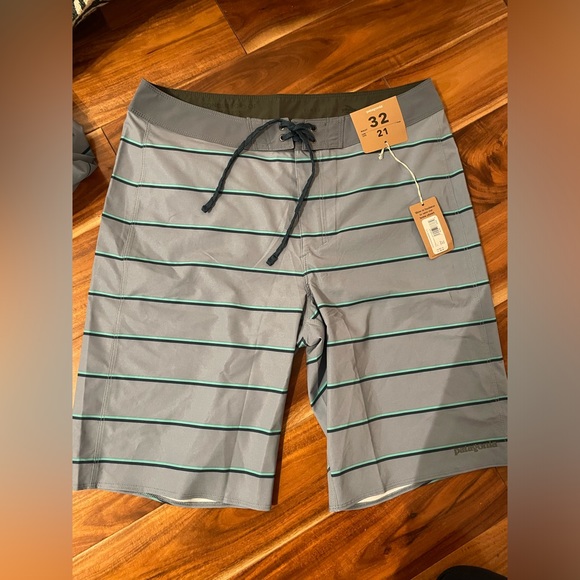 Men's PATAGONIA Stretch Hydropeak Boardshorts 21"- Sz 30 & 32 Blue Stripped $79 - Picture 6 of 10